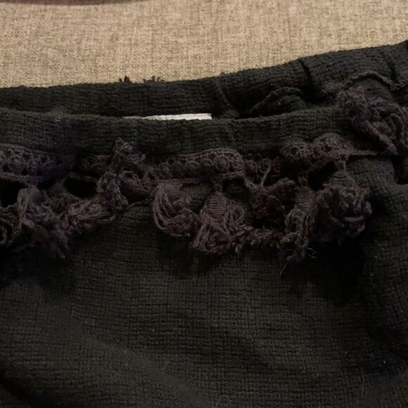 skylar + madison black boho tasseled crop going out sexy midriff top Sz Small - Picture 7 of 8